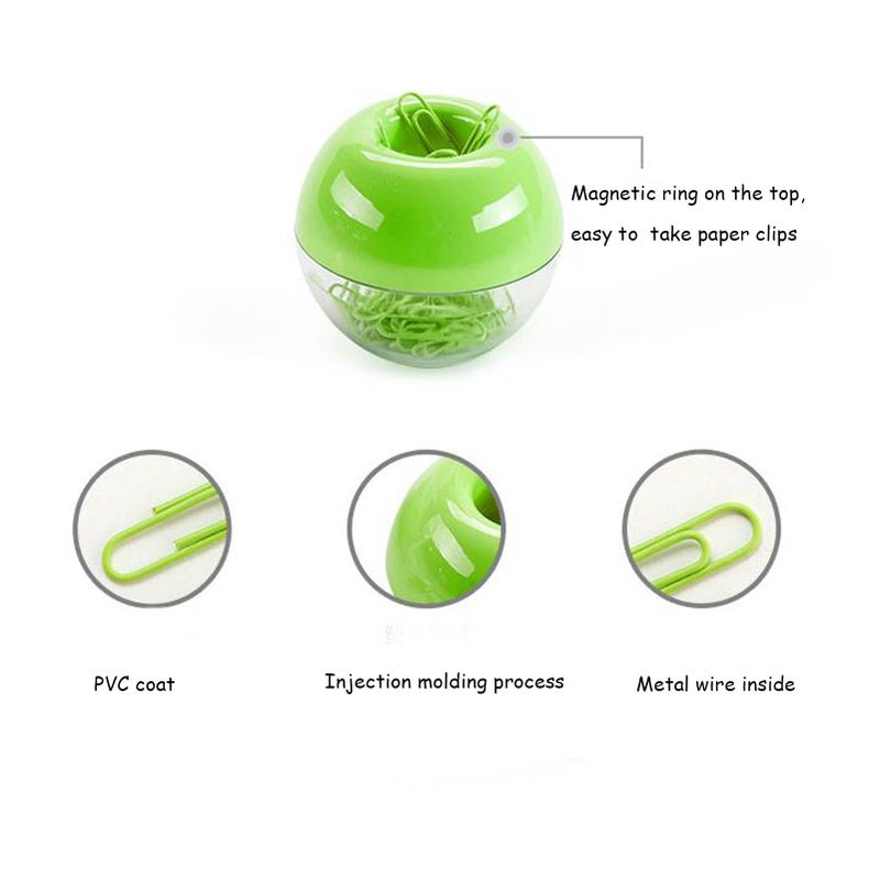 Supfoxer Lime Green Magnetic Paper Clip Holderï¼Œ100pcs Paper Clips 28mm(1.1") Cute Office Supplies for Desk Organizer - Image 2